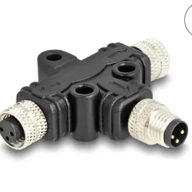 מפצל M8 T-Splitter IP67 תקע A-coded 3pin ל- 2 שקעים 3pin נ/נ DELOCK | 60575