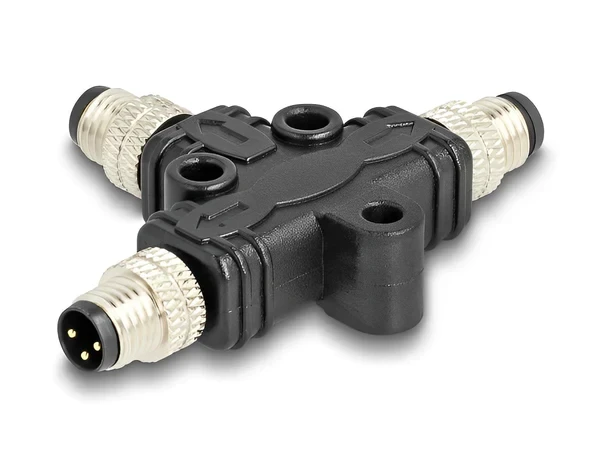 מפצל M8 T-Splitter IP67 תקע A-coded 3pin ל- 2 תקעים 3pin נ/נ DELOCK | 60573