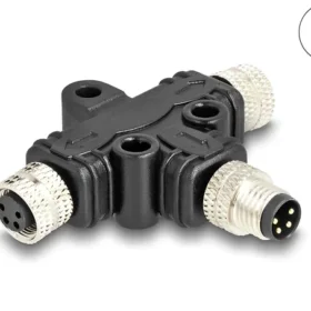 מפצל M8 T-Splitter IP67 תקע A-coded 4pin ל- 2 שקעים 4pin נ/נ DELOCK | 60576