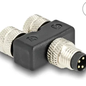 מפצל M8 Y-Splitter IP67 תקע A-coded 4pin ל- 2 שקעים 4pin נ/נ DELOCK | 60577