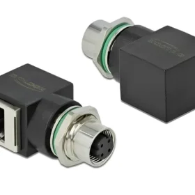 מתאם M12 Cat.5e PROFINET תקע M12 4 pin D-coded לשקע RJ45 בזווית 90° זנ DELOCK 66312