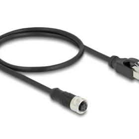 מתאם M12 Cat.5e שקע 4pin D-coded לתקע RJ45 אורך 50 ס"מ DELOCK | 60072