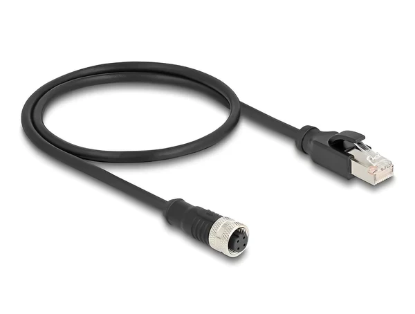 מתאם M12 Cat.5e שקע 4pin D-coded לתקע RJ45 אורך 50 ס"מ DELOCK | 60072