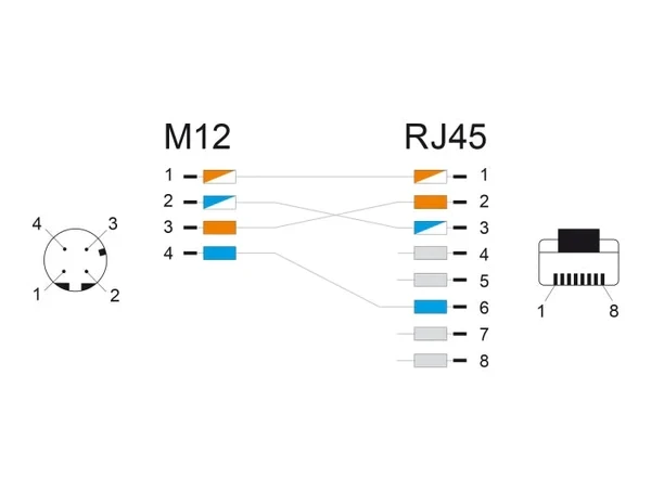 מתאם M12 Cat.5e שקע 4pin D-coded לתקע RJ45 אורך 50 ס"מ DELOCK | 60072