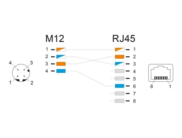 מתאם M12 Cat.5e תקע 4pin D-coded לשקע RJ45 אורך 50 ס"מ DELOCK | 60066