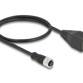 מתאם M12 Cat.5e תקע 4pin D-coded לשקע RJ45 אורך 50 ס"מ DELOCK | 60066