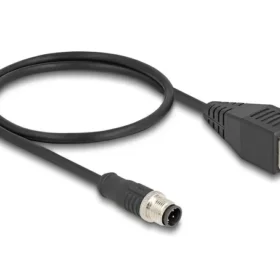 מתאם M12 Cat.5e תקע 4pin D-coded לשקע RJ45 אורך 50 ס"מ DELOCK | 60067
