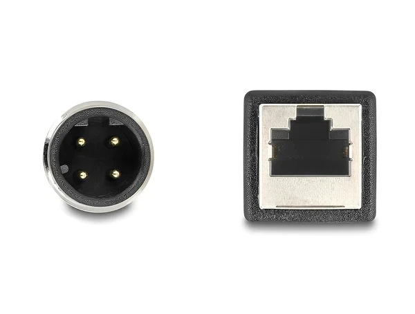 מתאם M12 Cat.5e תקע 4pin D-coded לשקע RJ45 אורך 50 ס"מ DELOCK | 60067