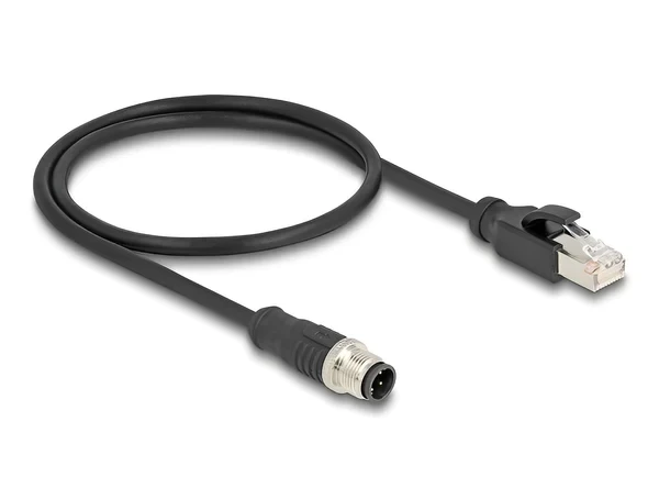 מתאם M12 Cat.5e תקע 4pin D-coded לתקע RJ45 אורך 50 ס"מ DELOCK | 60073