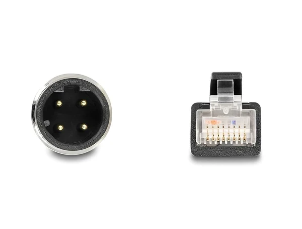מתאם M12 Cat.5e תקע 4pin D-coded לתקע RJ45 אורך 50 ס"מ DELOCK | 60073