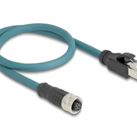 מתאם M12 Cat.6A TPU שקע 8pin A-coded לתקע RJ45 אורך 50 ס"מ DELOCK | 60074