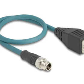 מתאם M12 Cat.6A TPU שקע 8pin X-coded לתקע RJ45 אורך 50 ס"מ DELOCK | 60071