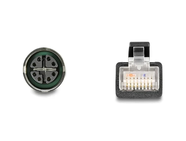 מתאם M12 Cat.6A TPU שקע 8pin X-coded לתקע RJ45 אורך 50 ס"מ DELOCK | 60076