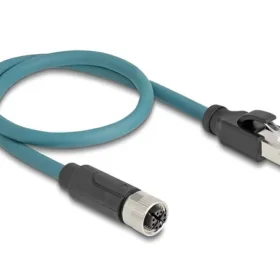 מתאם M12 Cat.6A TPU שקע 8pin X-coded לתקע RJ45 אורך 50 ס"מ DELOCK | 60076
