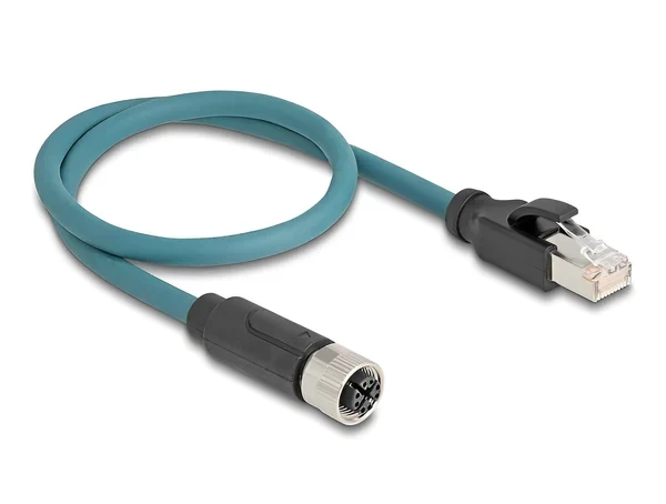 מתאם M12 Cat.6A TPU שקע 8pin X-coded לתקע RJ45 אורך 50 ס"מ DELOCK | 60076