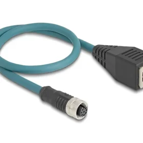 מתאם M12 Cat.6A TPU תקע 8pin A-coded לשקע RJ45 אורך 50 ס"מ DELOCK | 60068