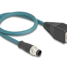 מתאם M12 Cat.6A TPU תקע 8pin A-coded לשקע RJ45 אורך 50 ס"מ DELOCK | 60069