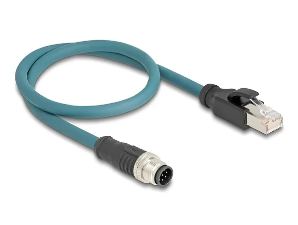 מתאם M12 Cat.6A TPU תקע 8pin A-coded לתקע RJ45 אורך 50 ס"מ DELOCK | 60075