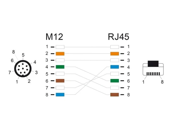 מתאם M12 Cat.6A TPU תקע 8pin A-coded לתקע RJ45 אורך 50 ס"מ DELOCK | 60075