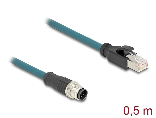 מתאם M12 Cat.6A TPU תקע 8pin A-coded לתקע RJ45 אורך 50 ס"מ DELOCK | 60075