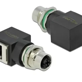 מתאם M12 Cat.6A שקע M12 8 pin X-coded לשקע RJ45 בזווית 90° ז/נ DELOCK | 66316