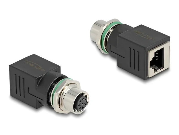 מתאם M12 Cat.6A שקע M12 A-coded 8 pin לשקע RJ45 ז/נ DELOCK | 60062