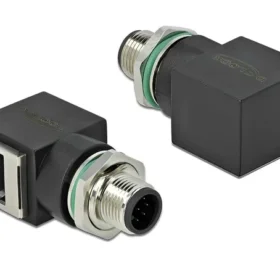 מתאם M12 Cat.6A תקע M12 8 pin A-coded לשקע RJ45 בזווית 90° ז/נ DELOCK | 66315