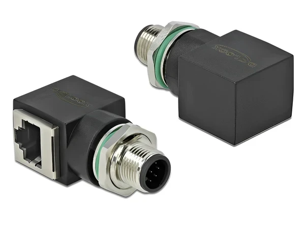 מתאם M12 Cat.6A תקע M12 8 pin A-coded לשקע RJ45 בזווית 90° ז/נ DELOCK | 66315