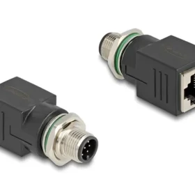 מתאם M12 Cat.6A תקע M12 A-coded 8 pin לשקע RJ45 ז/נ DELOCK | 60063