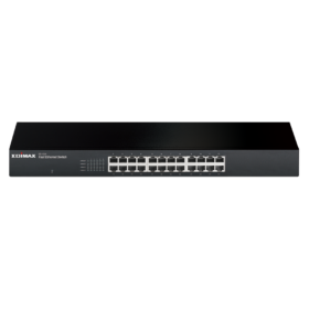 מתג 24 פורט מתכתי לארון תקשורת 19′ 10100 שחור Edimax ES-1024