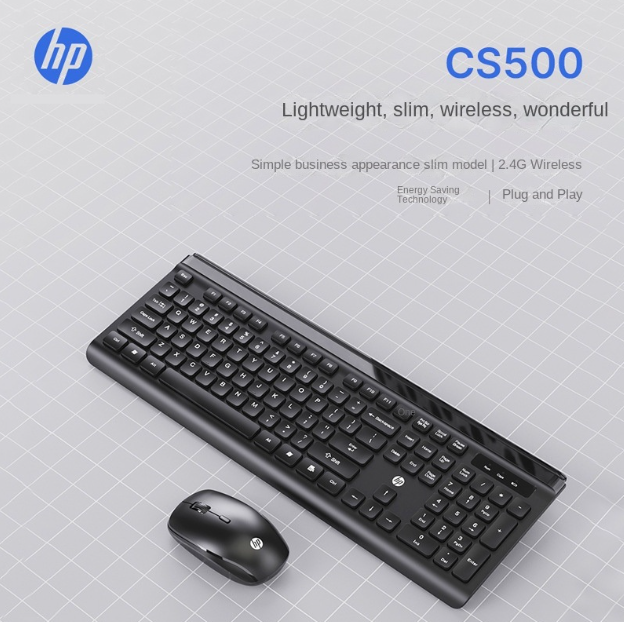 סט מקלדת עכבר HP אלחוטי חיבור USB דגם CS500 בצבע שחור HP | CS500