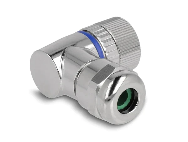 שקע M12 A-coded 3 pin 90° IP67 בחיבור הברגה DELOCK | 60542