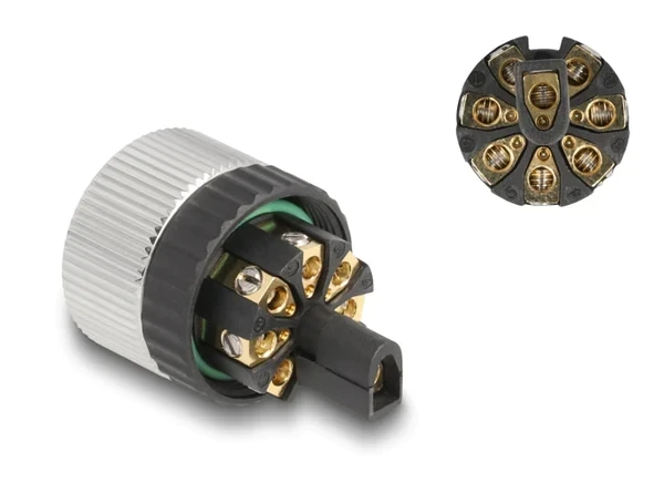 שקע M12 A-coded 8 pin IP67 בחיבור הברגה DELOCK | 60538