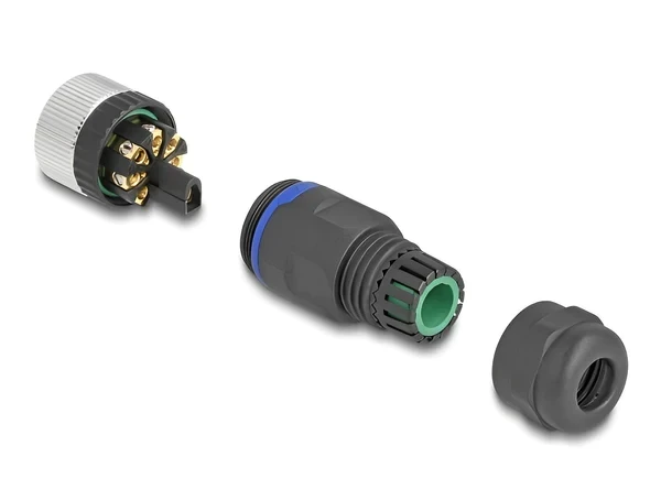 שקע M12 A-coded 8 pin IP67 בחיבור הברגה DELOCK | 60538