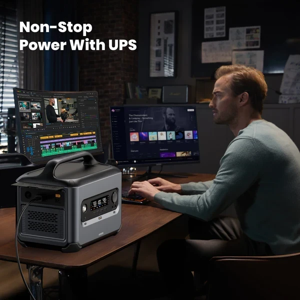 תחנת כוח ניידת בצבע שחור UGREEN | 15050 | GS600 | PowerRoam 600W 680Wh LiFePO4