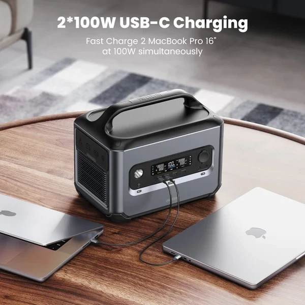 תחנת כוח ניידת בצבע שחור UGREEN | 15050 | GS600 | PowerRoam 600W 680Wh LiFePO4