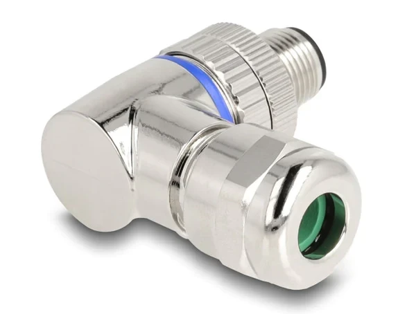 תקע M12 A-coded 3 pin 90° IP67 בחיבור הברגה DELOCK | 60539