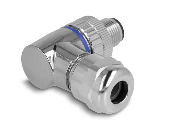תקע M12 A-coded 4 pin 90° IP67 בחיבור הברגה DELOCK | 60540