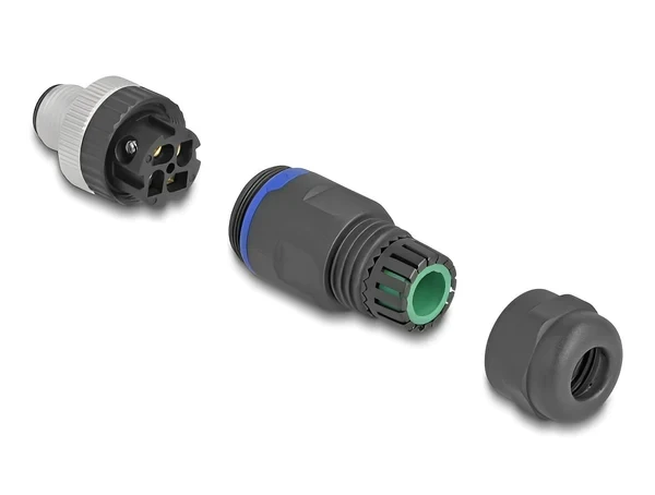 תקע M12 A-coded 4 pin IP67 בחיבור הברגה DELOCK | 60533