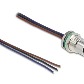 תקע M8 3 pin להתקנה בקדח עגול עם כבל 3 גידים אורך 0.5 מטר DELOCK | 80146