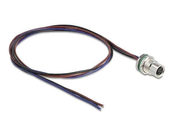 תקע M8 3 pin להתקנה בקדח עגול עם כבל 3 גידים אורך 0.5 מטר DELOCK | 80146
