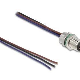 תקע M8 3 pin להתקנה בקדח עגול עם כבל 3 גידים אורך 0.5 מטר DELOCK | 80147