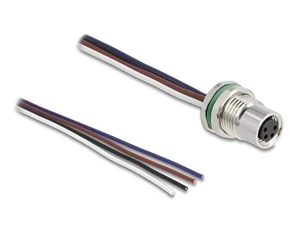 תקע M8 4 pin להתקנה בקדח עגול עם כבל 4 גידים אורך 0.5 מטר DELOCK | 80148