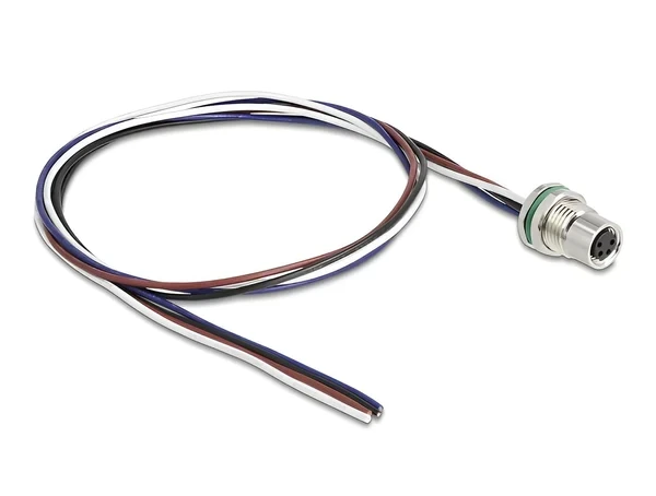 תקע M8 4 pin להתקנה בקדח עגול עם כבל 4 גידים אורך 0.5 מטר DELOCK | 80148