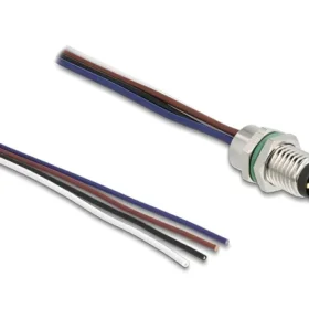 תקע M8 4 pin להתקנה בקדח עגול עם כבל 4 גידים אורך 0.5 מטר DELOCK | 80149