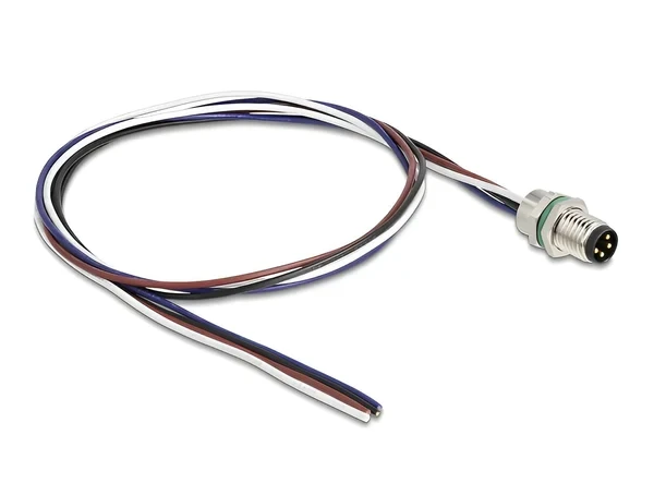 תקע M8 4 pin להתקנה בקדח עגול עם כבל 4 גידים אורך 0.5 מטר DELOCK | 80149