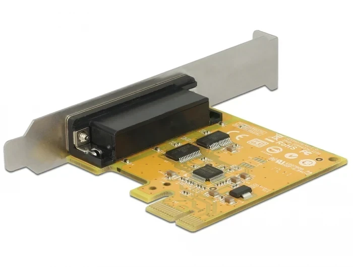 כרטיס PCIe x1 Serial RS-232 High Speed 921K ESD protection Low profile עם 2 יציאות DB9 צ'יפ Sunix שחור DELOCK | 62996