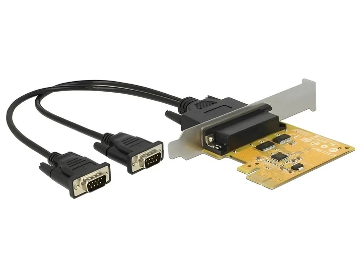 כרטיס PCIe x1 Serial RS-232 High Speed 921K ESD protection Low profile עם 2 יציאות DB9 צ'יפ Sunix שחור DELOCK | 62996