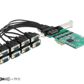 כרטיס PCIe x1 Serial RS-232 High Speed 921K Low profile עם 8 יציאות DB9 צ'יפ Exar זכר DELOCK | 89336