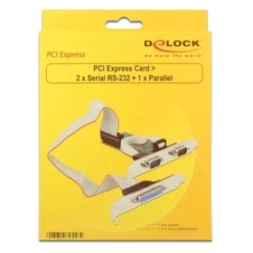 כרטיס PCIe x1 Serial RS-232 Low profile עם 2 יציאות DB9 + יציאת Parallel צ'יפ ASIX שחור DELOCK | 89556